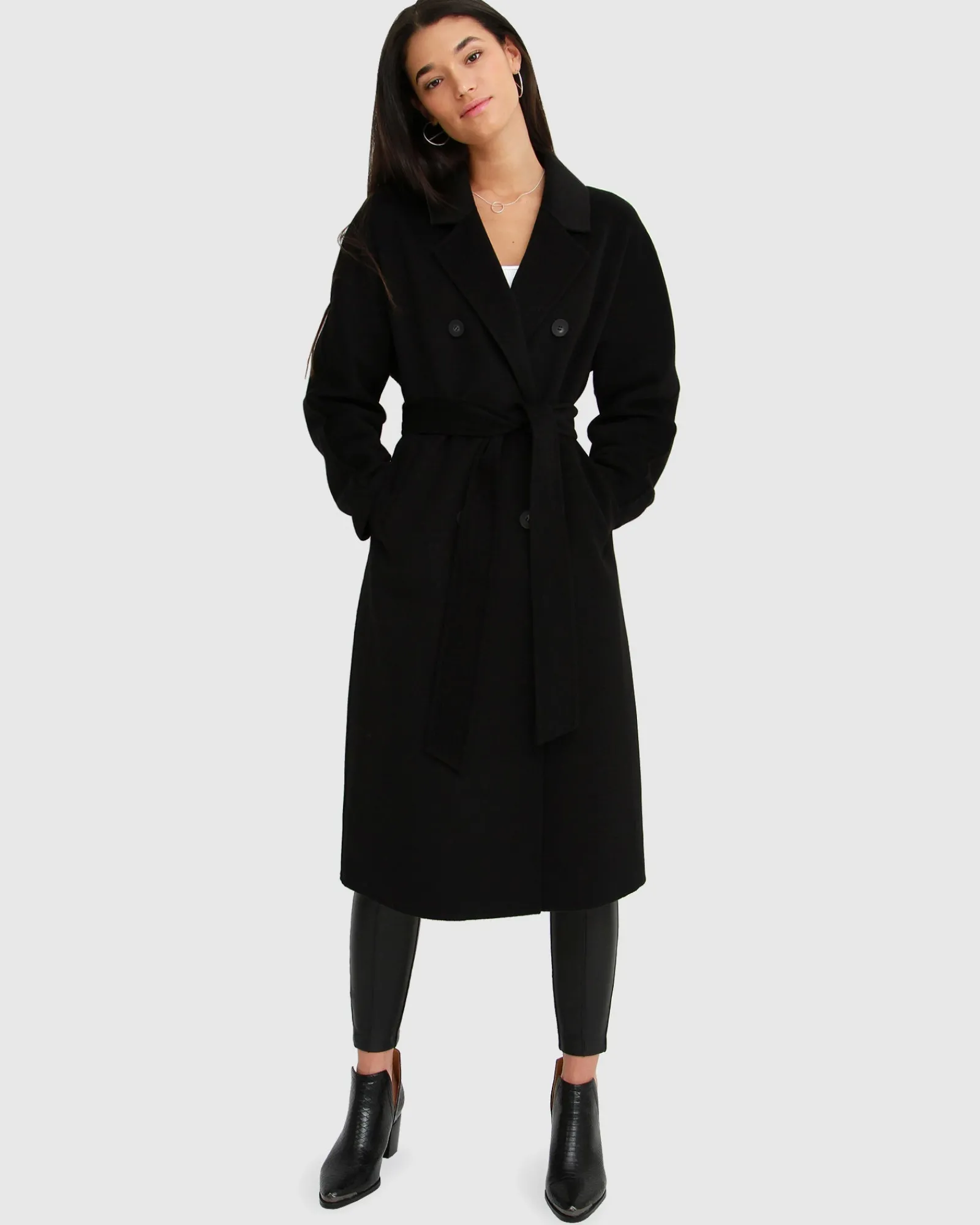 Fashion Belle & Bloom Boss Girl Double-Breasted Lined Wool Coat - Black BreastedLinedWoolCoat-Black