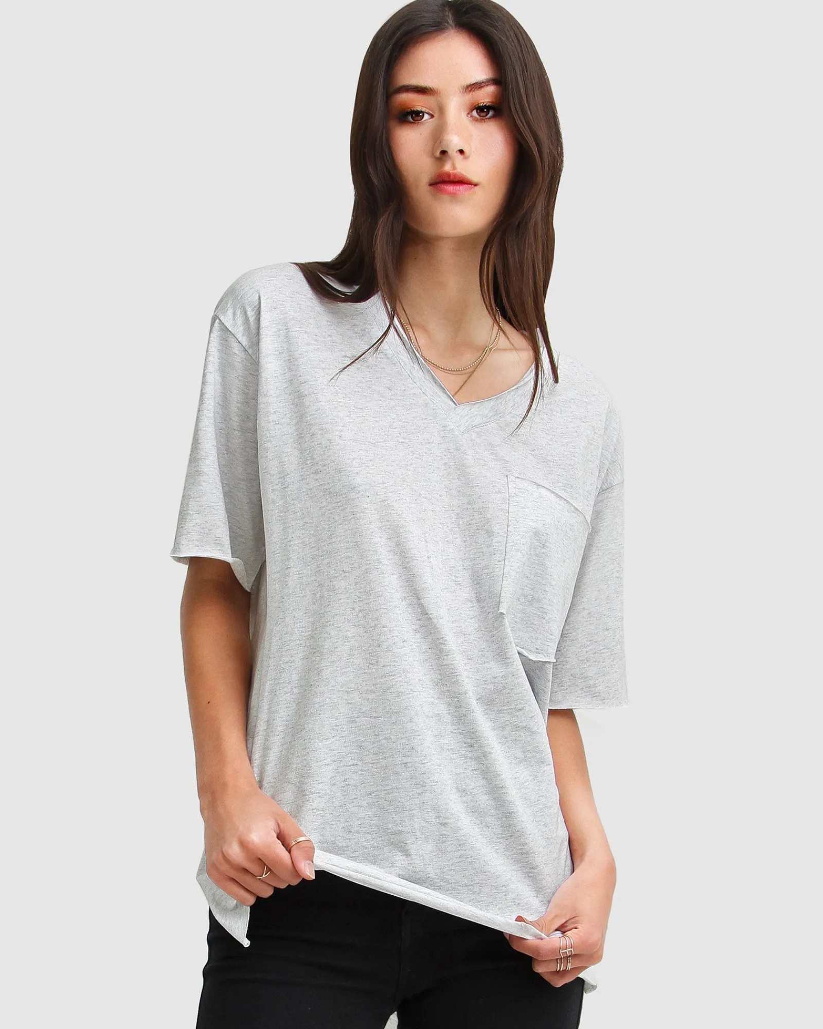 Sale Belle & Bloom Brave Soul Oversized T-Shirt - Grey Shirt-Grey
