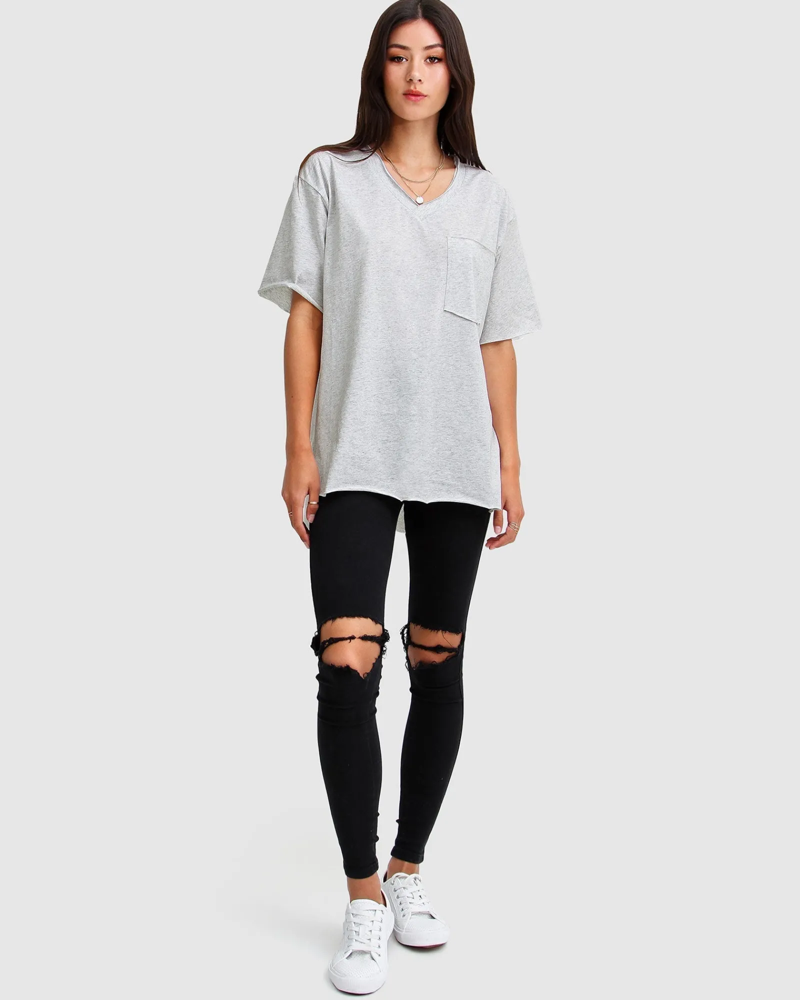 Sale Belle & Bloom Brave Soul Oversized T-Shirt - Grey Shirt-Grey