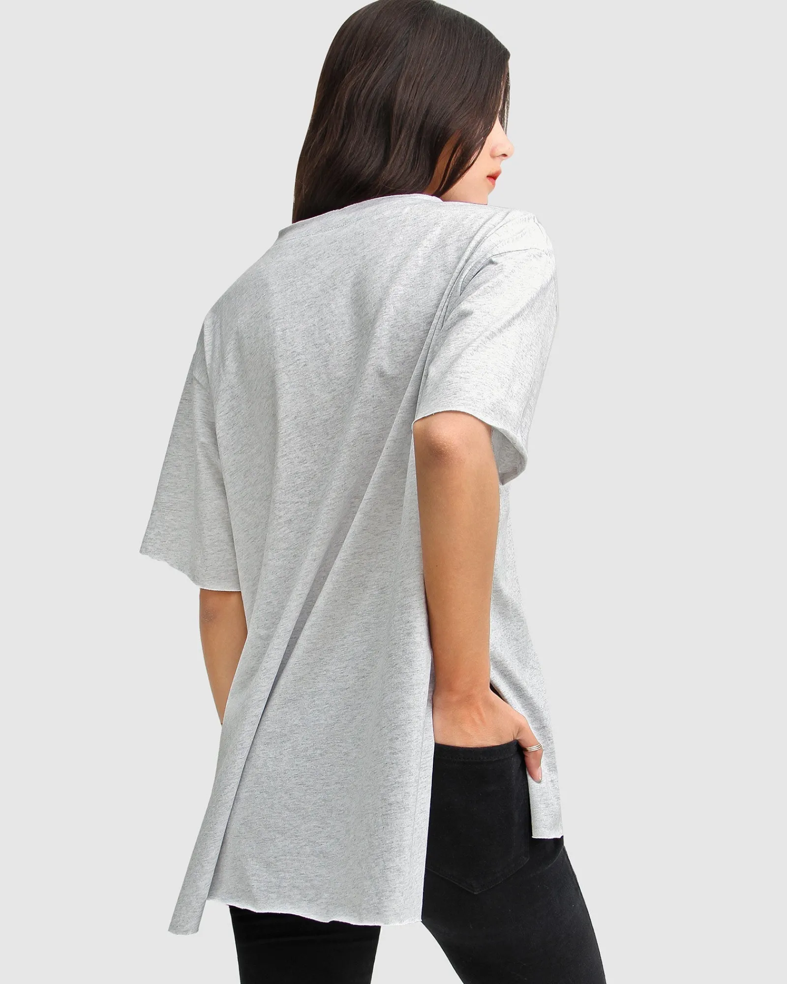 Sale Belle & Bloom Brave Soul Oversized T-Shirt - Grey Shirt-Grey