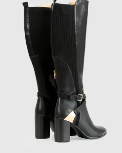 Clearance Belle & Bloom Breton Knee High Boot - Black