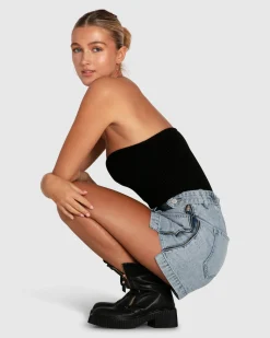 Fashion Belle & Bloom Bring The Heat Denim Shorts - Stonewash