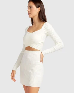 Clearance Belle & Bloom C'est Belle Knit Mini Skirt - Cream
