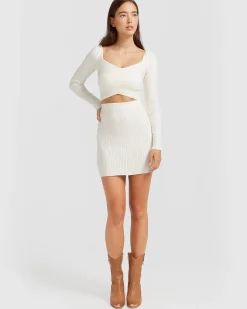 Clearance Belle & Bloom C'est Belle Knit Mini Skirt - Cream