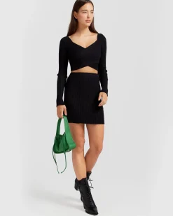 Fashion Belle & Bloom C'est Belle Knit Mini Skirt - Black