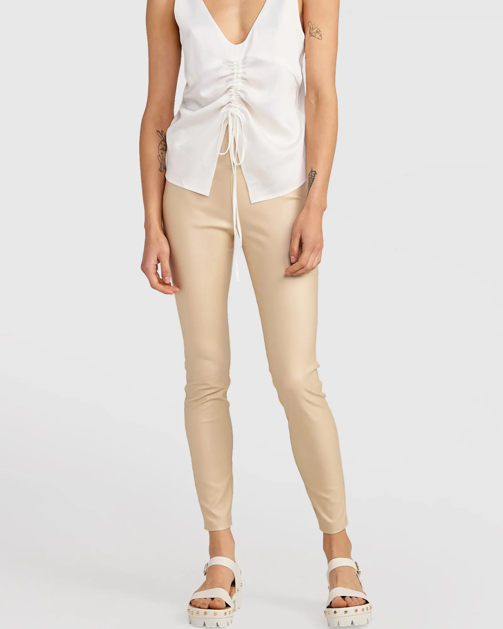 New Belle & Bloom City Slicker Coated Legging - Sand