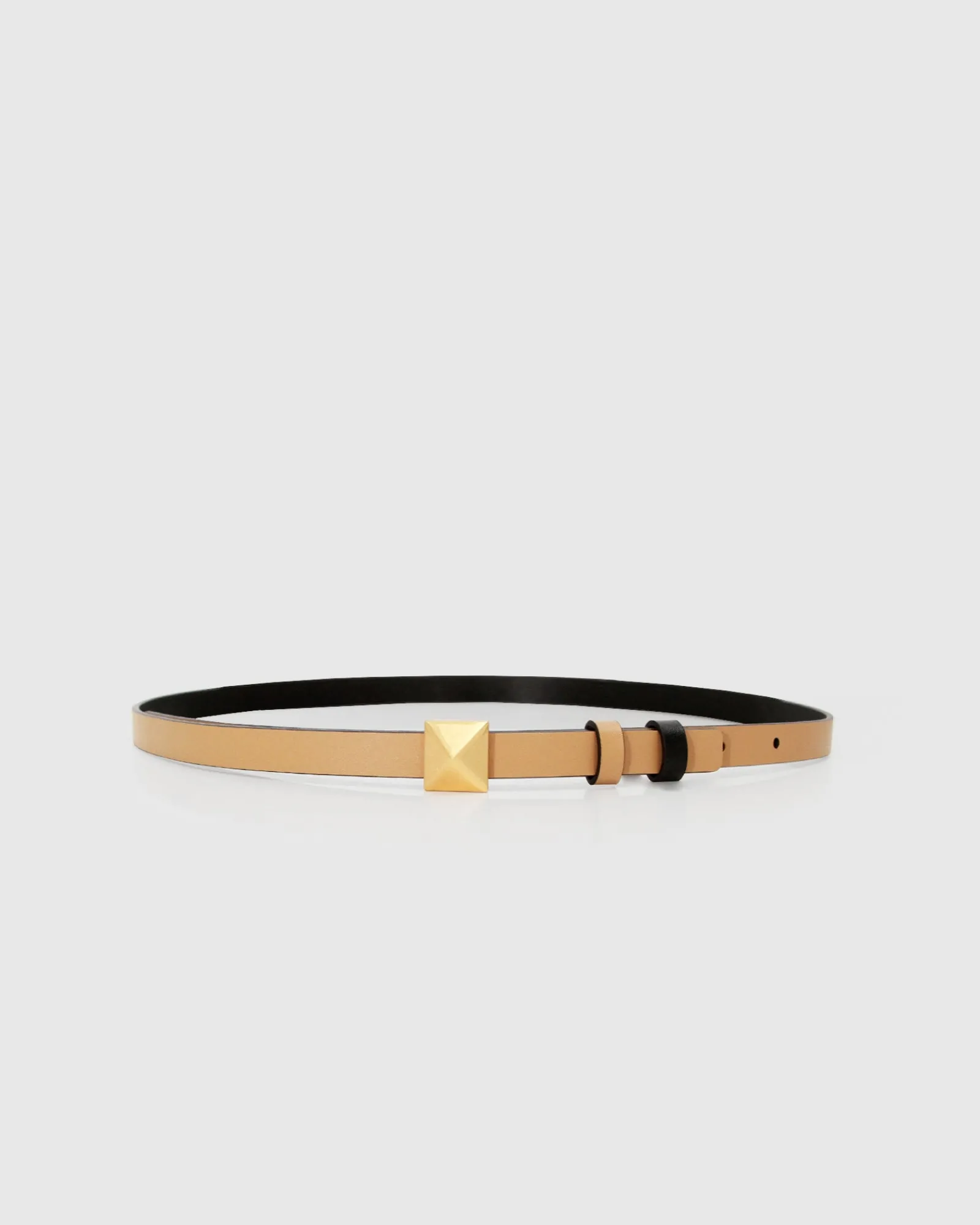 New Belle & Bloom Cleopatra Pyramid Stud Leather Belt - Tan/Black