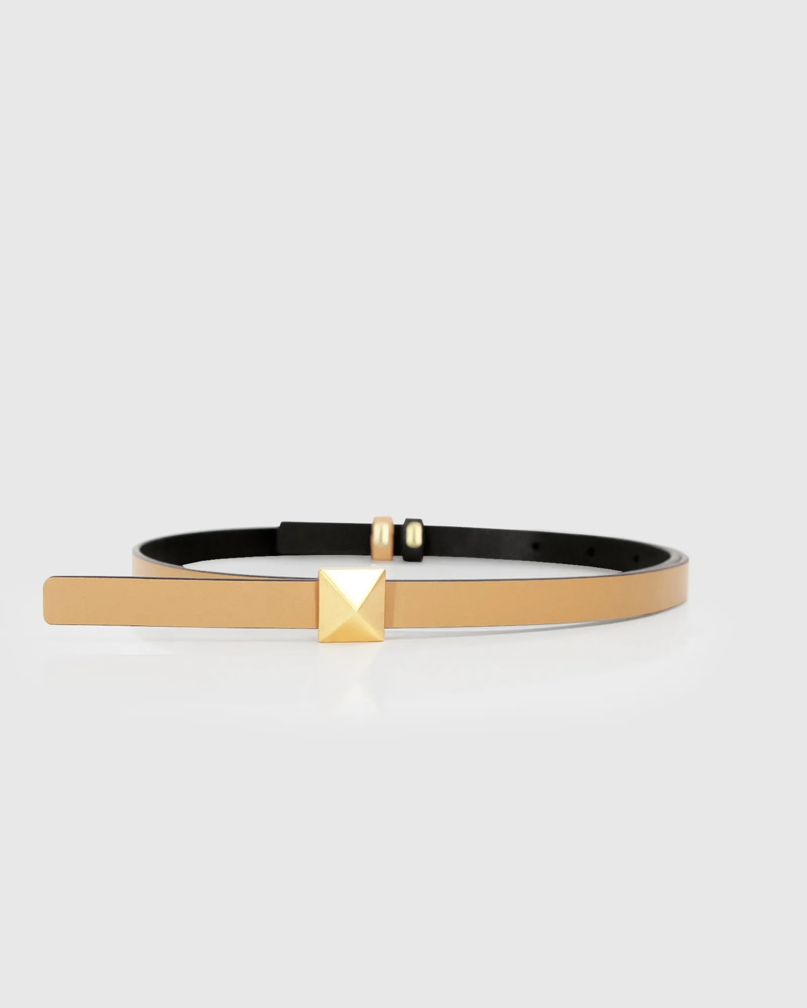 New Belle & Bloom Cleopatra Pyramid Stud Leather Belt - Tan/Black