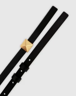 Discount Belle & Bloom Cleopatra Pyramid Stud Leather Belt - Black