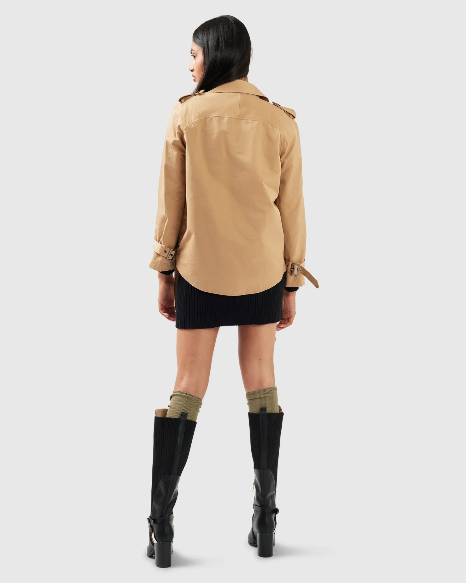 Best Belle & Bloom Cool Nights Cropped Trench Coat - Khaki