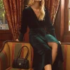 Sale Belle & Bloom Current Mood Velvet Wrap Dress - Dark Green DarkGreen