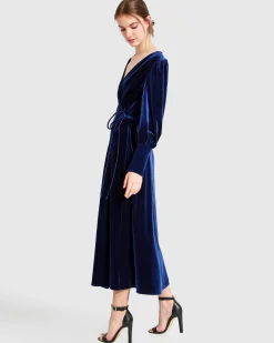 Online Belle & Bloom Current Mood Velvet Wrap Dress - Royal Blue RoyalBlue