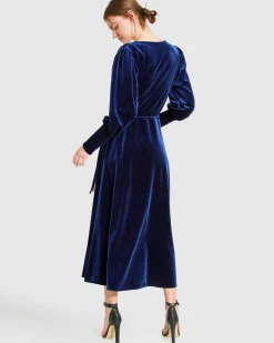 Online Belle & Bloom Current Mood Velvet Wrap Dress - Royal Blue RoyalBlue