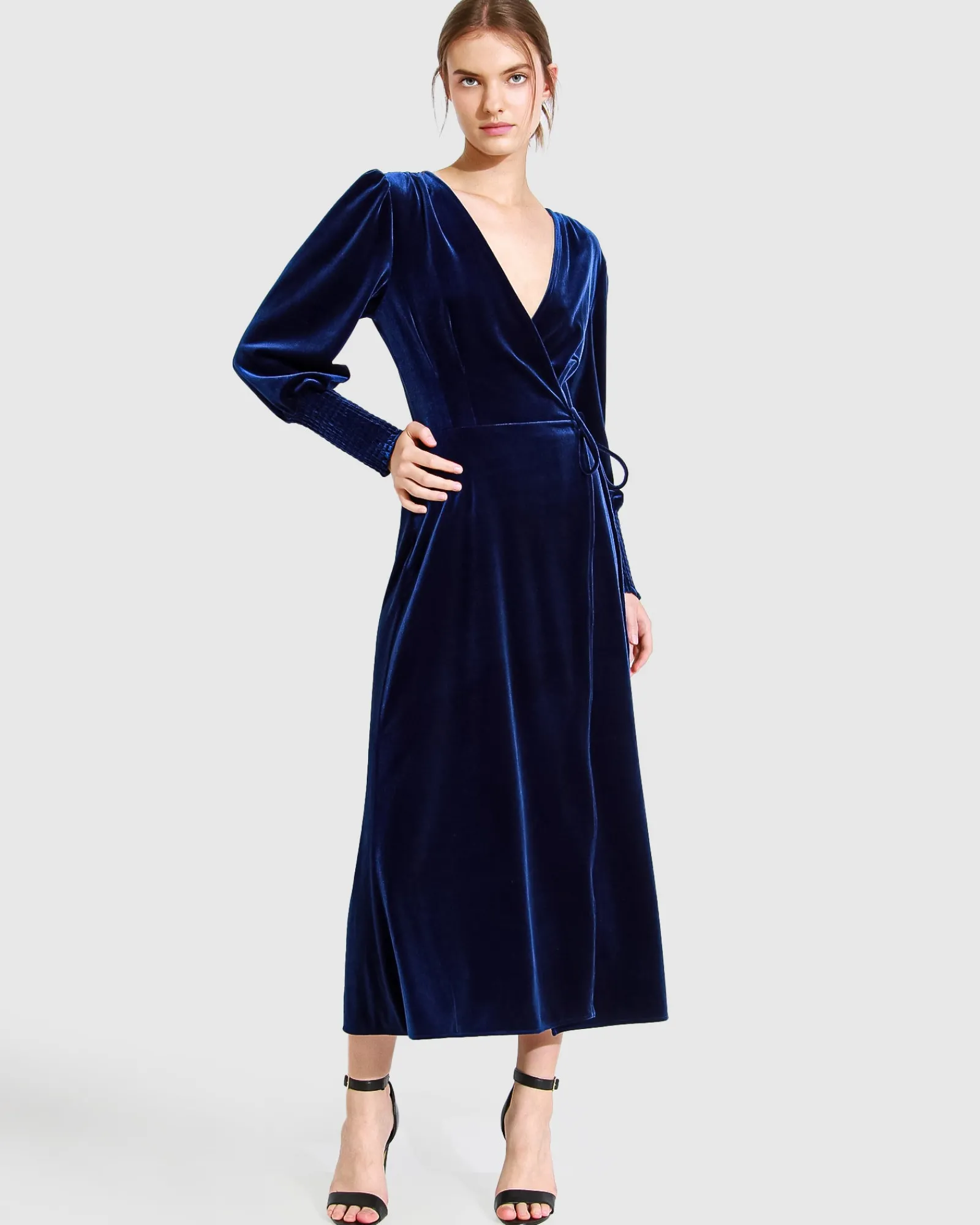 Online Belle & Bloom Current Mood Velvet Wrap Dress - Royal Blue RoyalBlue