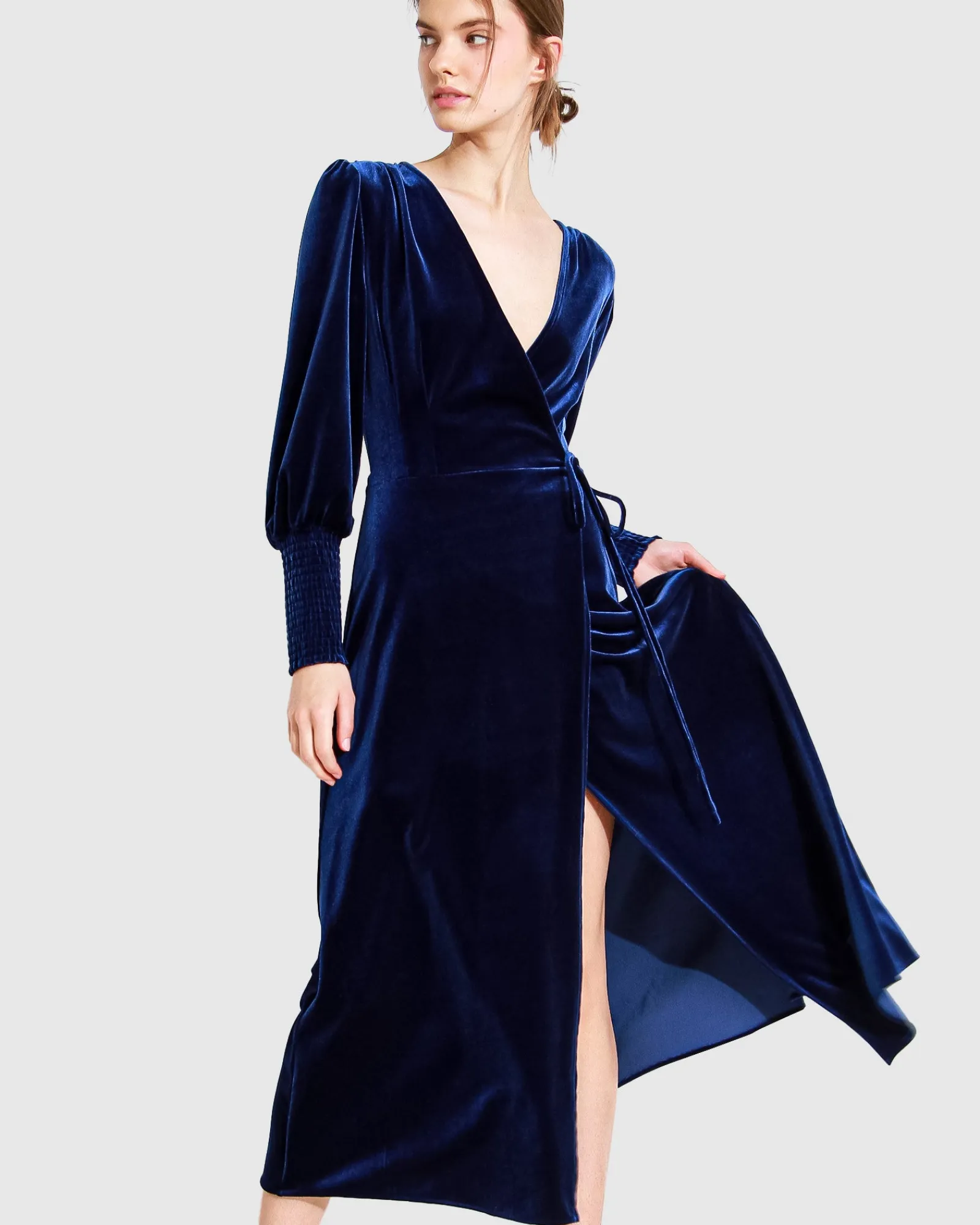 Online Belle & Bloom Current Mood Velvet Wrap Dress - Royal Blue RoyalBlue