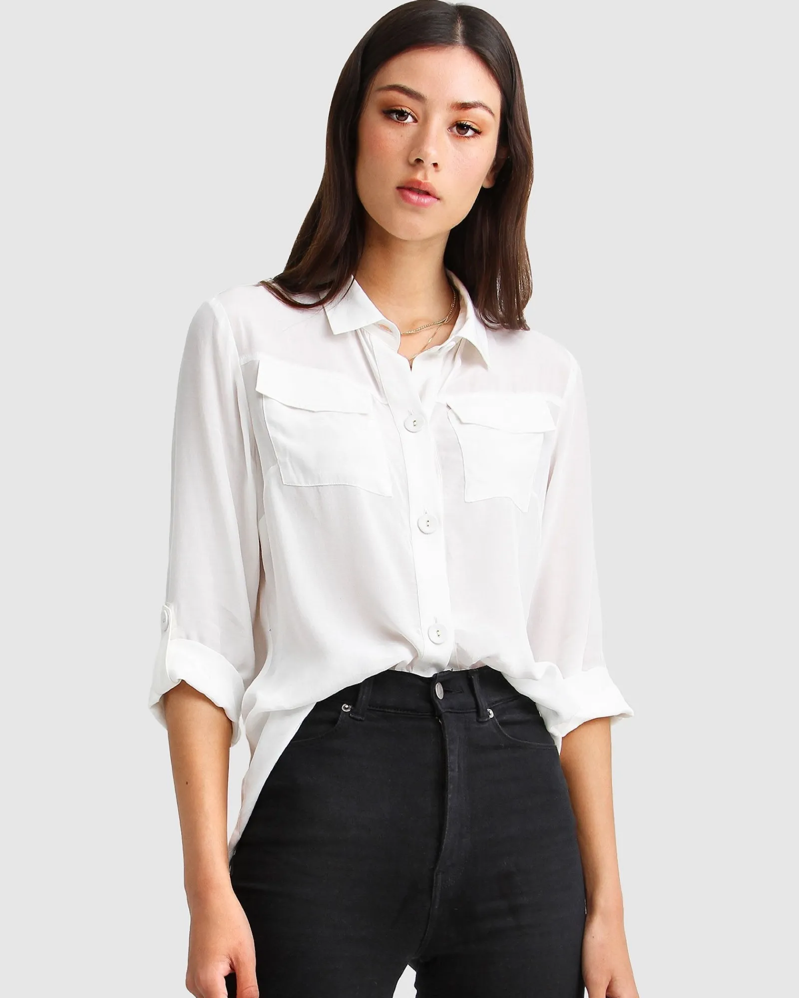Fashion Belle & Bloom Eclipse Rolled Sleeve Blouse - Cream