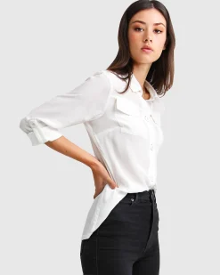 Fashion Belle & Bloom Eclipse Rolled Sleeve Blouse - Cream