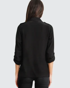 Outlet Belle & Bloom Eclipse Rolled Sleeve Blouse - Black