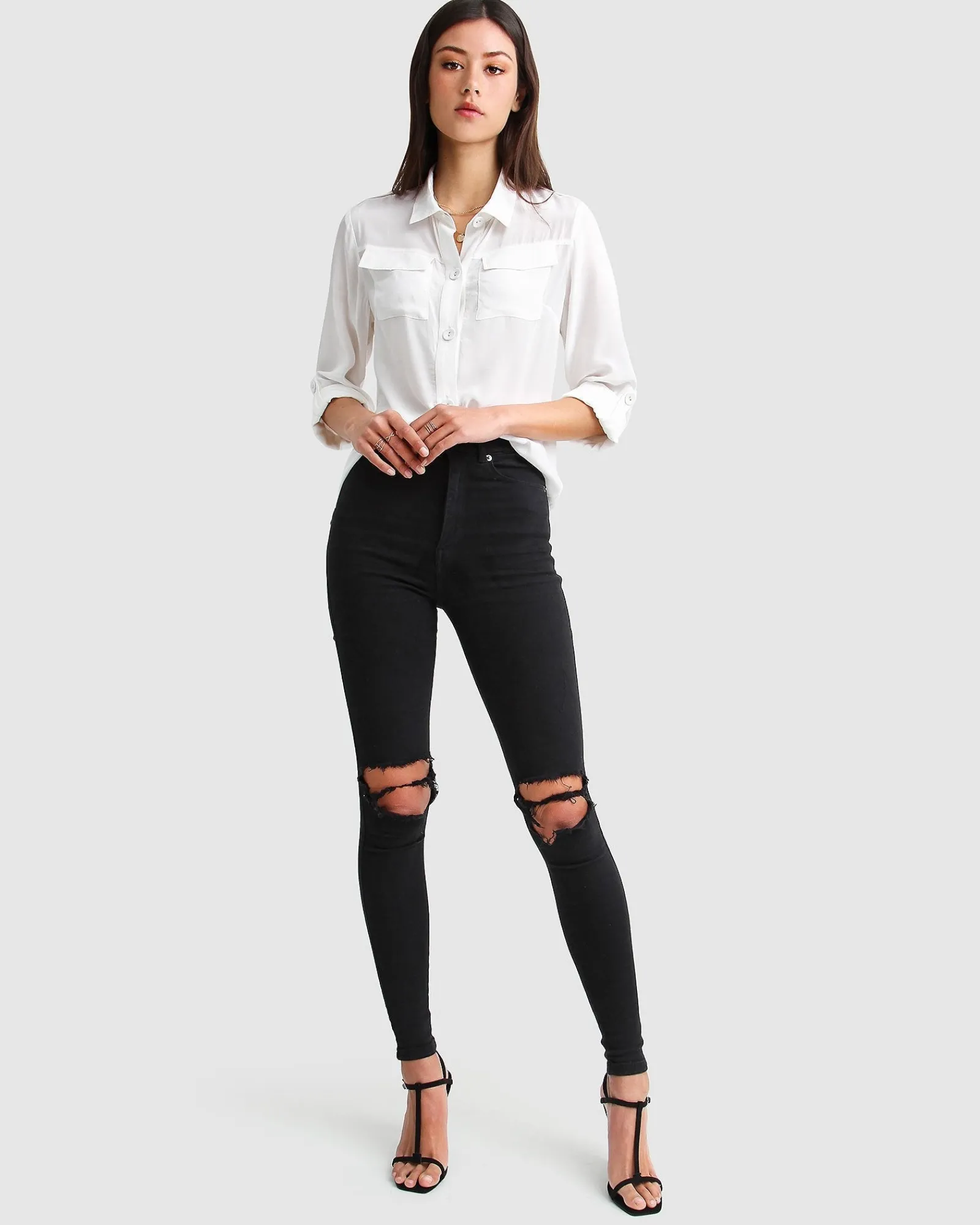 Fashion Belle & Bloom Eclipse Rolled Sleeve Blouse - Cream