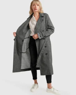 Discount Belle & Bloom Empirical City Trench Coat - Washed Black WashedBlack