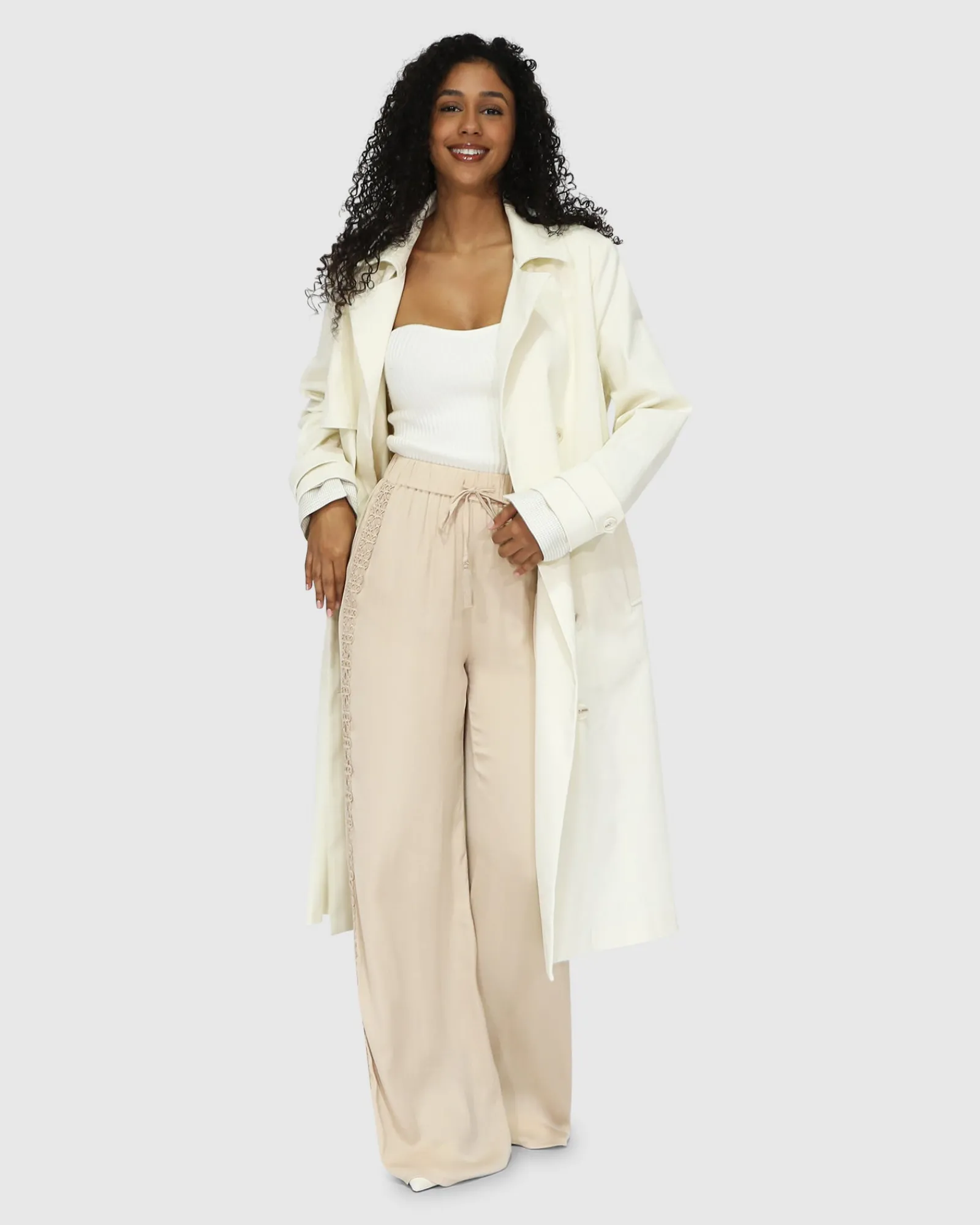 New Belle & Bloom Empirical Trench Coat - Cream
