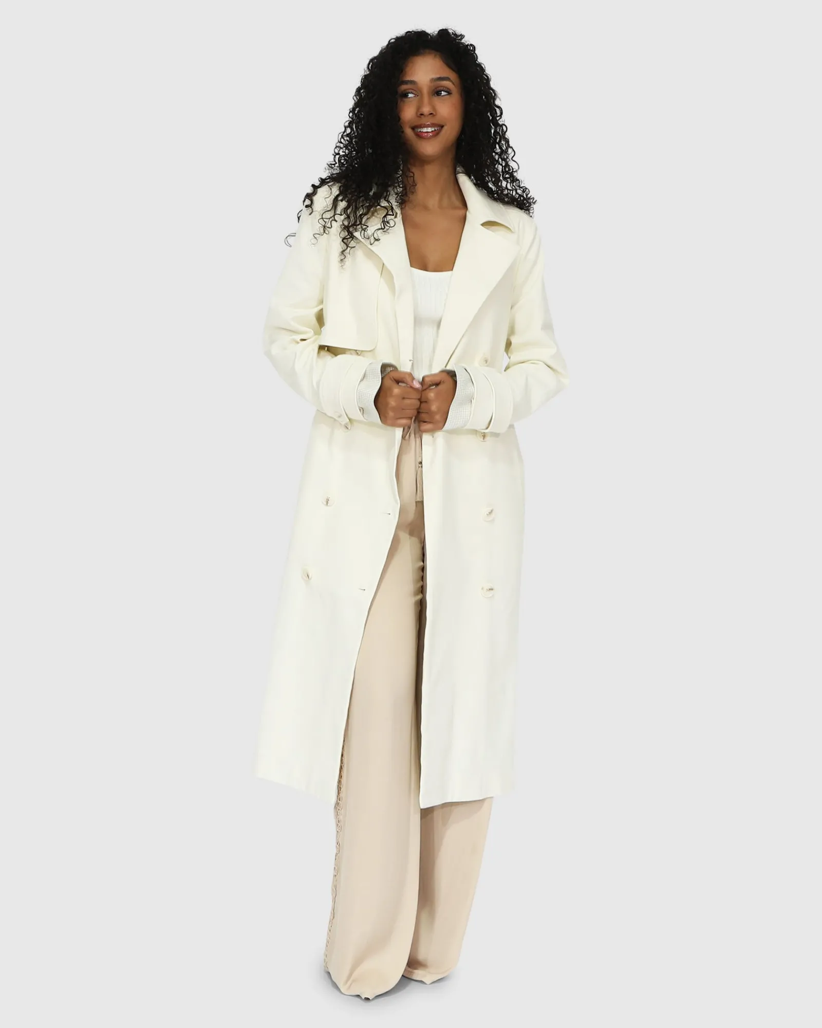 New Belle & Bloom Empirical Trench Coat - Cream