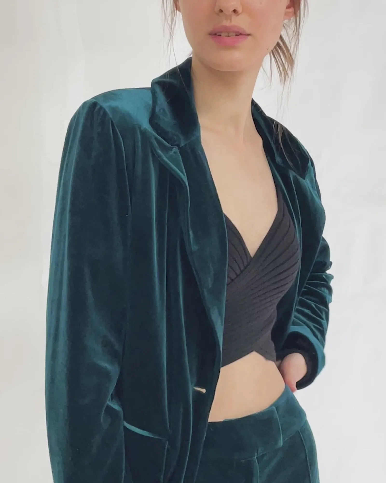 Online Belle & Bloom Eternity Velvet Blazer - Dark Teal DarkTeal