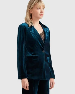 Online Belle & Bloom Eternity Velvet Blazer - Dark Teal DarkTeal