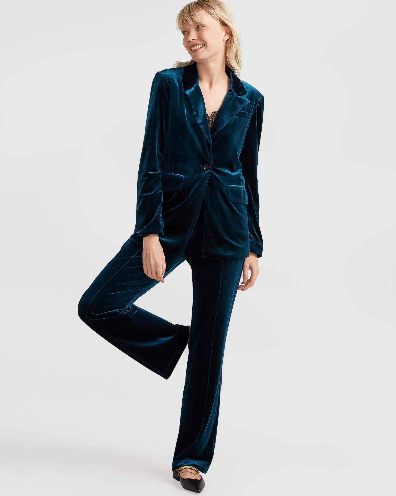 Online Belle & Bloom Eternity Velvet Blazer - Dark Teal DarkTeal