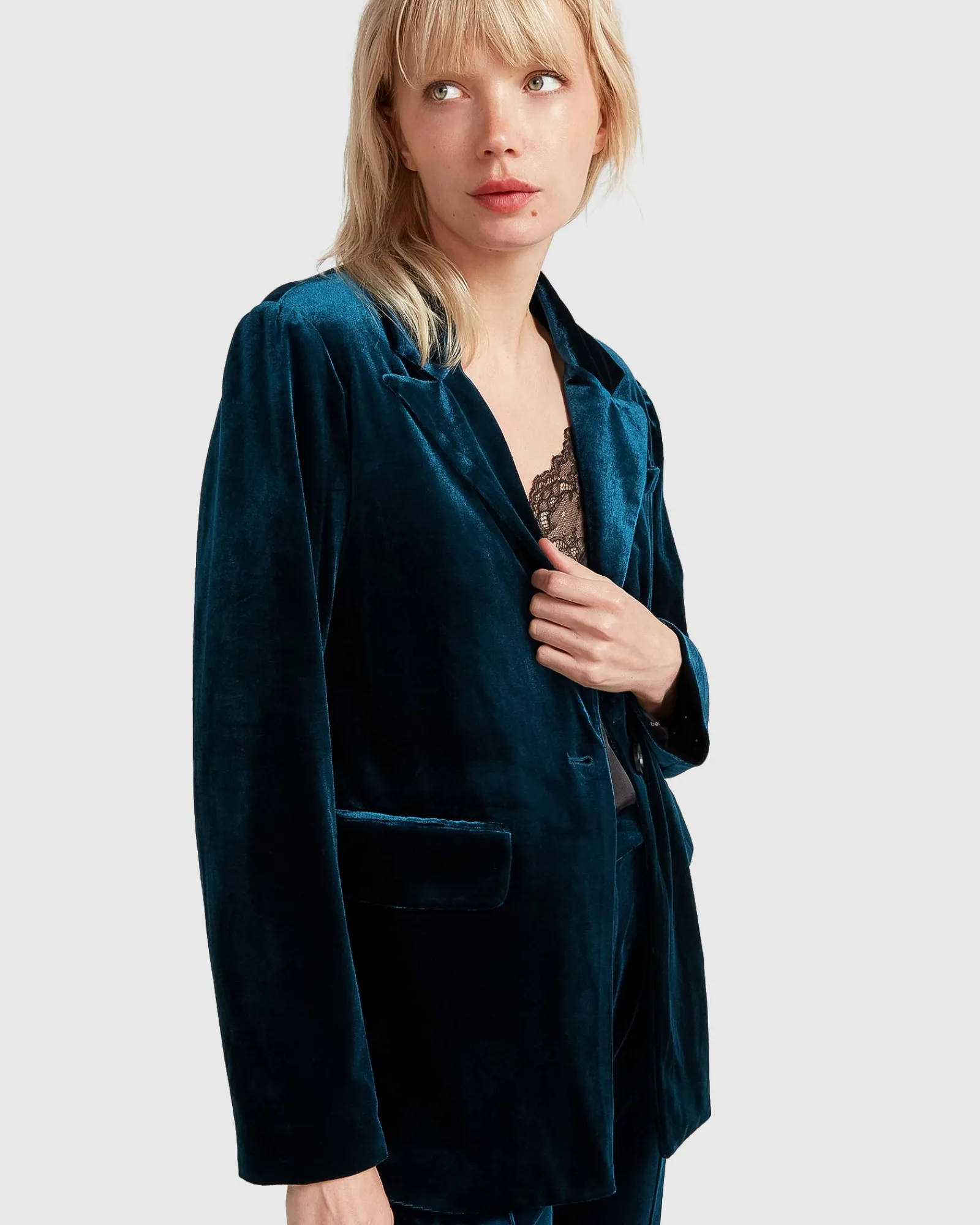 Online Belle & Bloom Eternity Velvet Blazer - Dark Teal DarkTeal