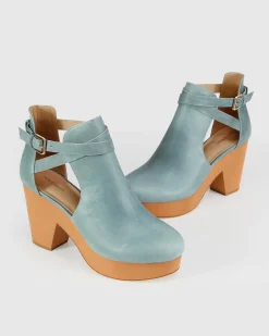 New Belle & Bloom Fearless Clog Ankle Boot - Stonewash Blue StonewashBlue