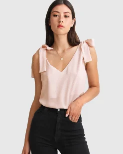 Sale Belle & Bloom Feel For You V-Neck Top - Blush NeckTop-Blush
