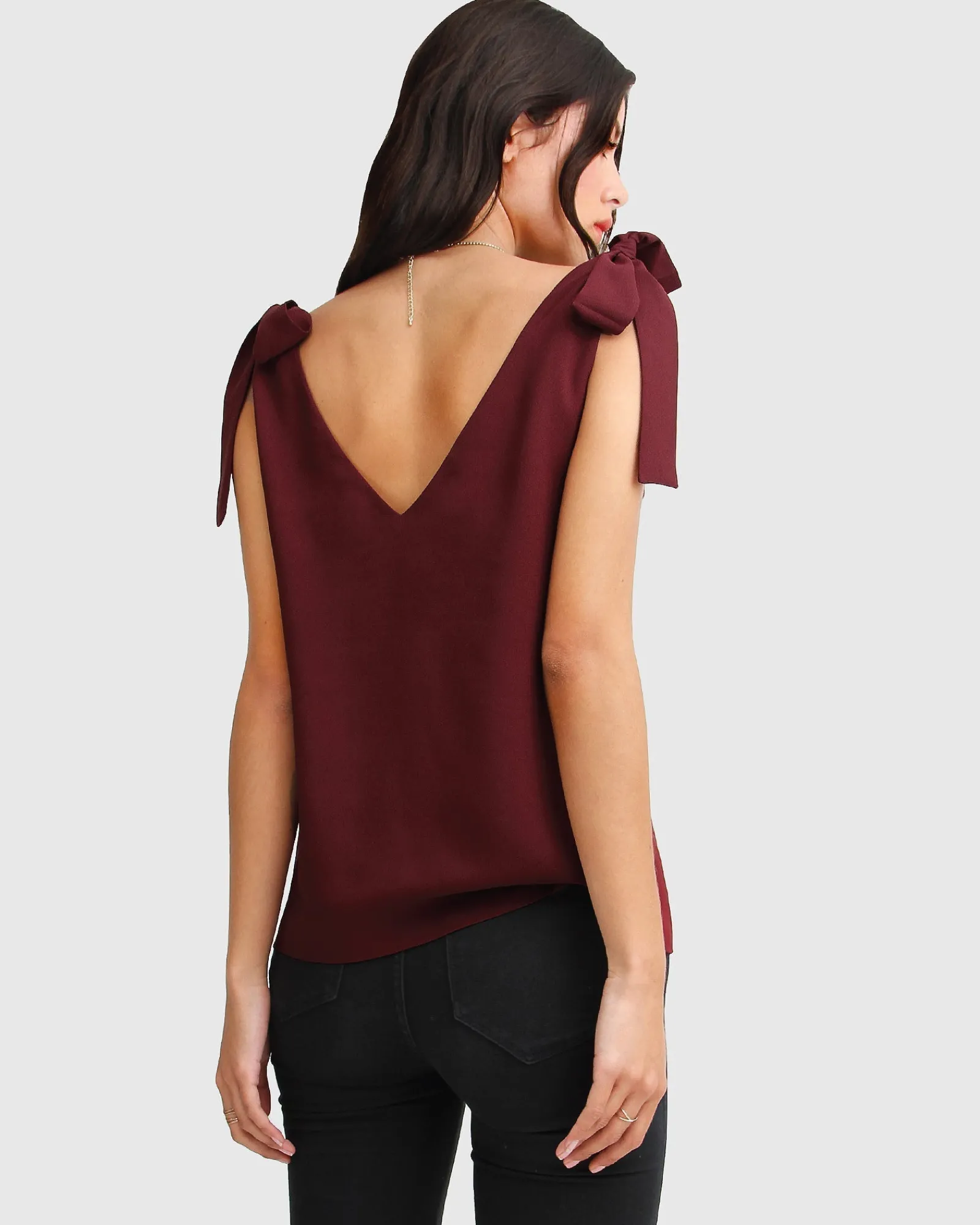 Sale Belle & Bloom Feel For You V-Neck Top - Burgundy NeckTop-Burgundy