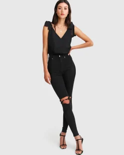 New Belle & Bloom Feel For You V-Neck Top - Black NeckTop-Black