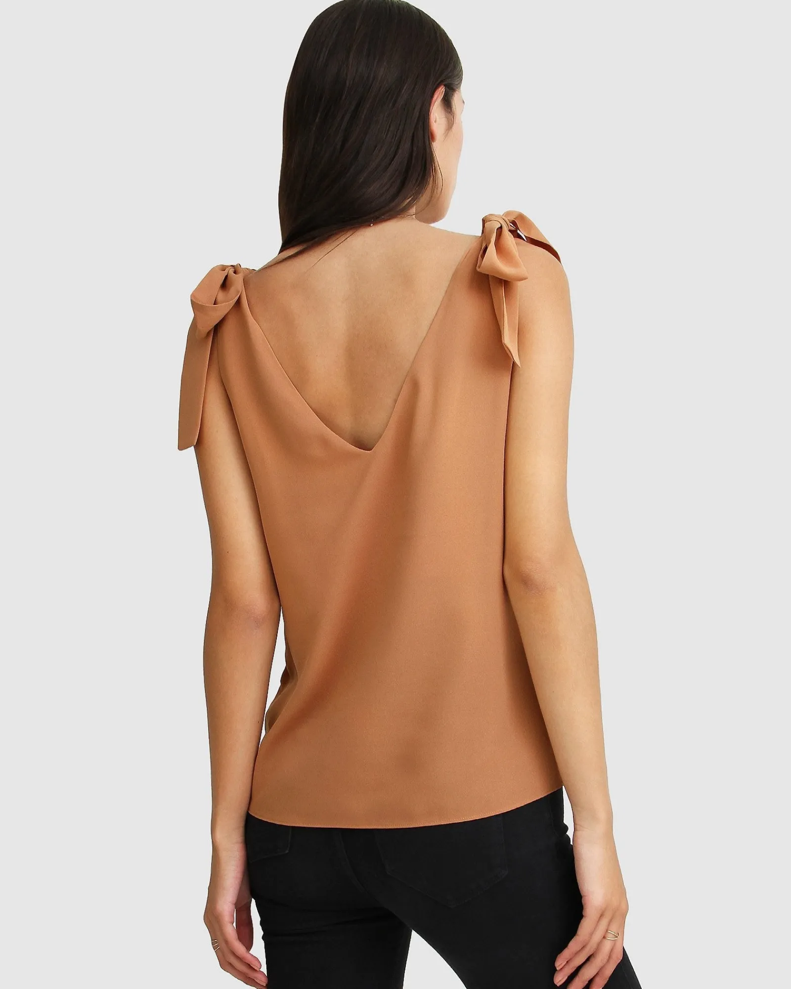 Discount Belle & Bloom Feel For You V-Neck Top - Camel NeckTop-Camel