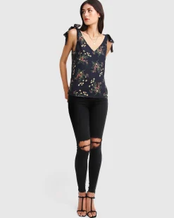 Outlet Belle & Bloom Feel For You V-Neck Top - Navy NeckTop-Navy