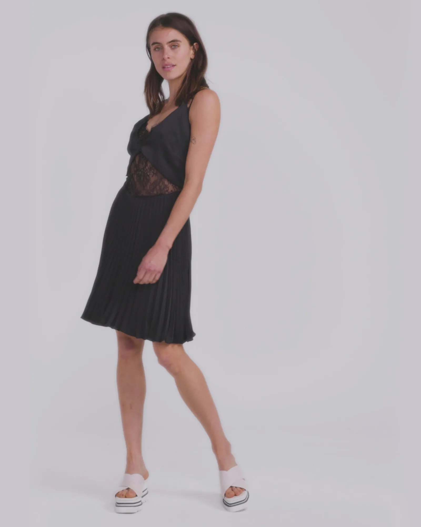 Clearance Belle & Bloom Feel It Still Lace Trim Mini Dress - Black