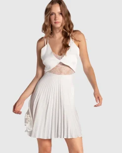 New Belle & Bloom Feel It Still Lace Trim Mini Dress - White