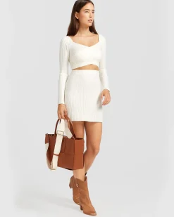 Clearance Belle & Bloom Forget Me Not Knit Crop - Cream
