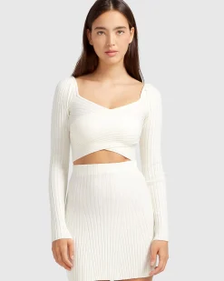 Clearance Belle & Bloom Forget Me Not Knit Crop - Cream
