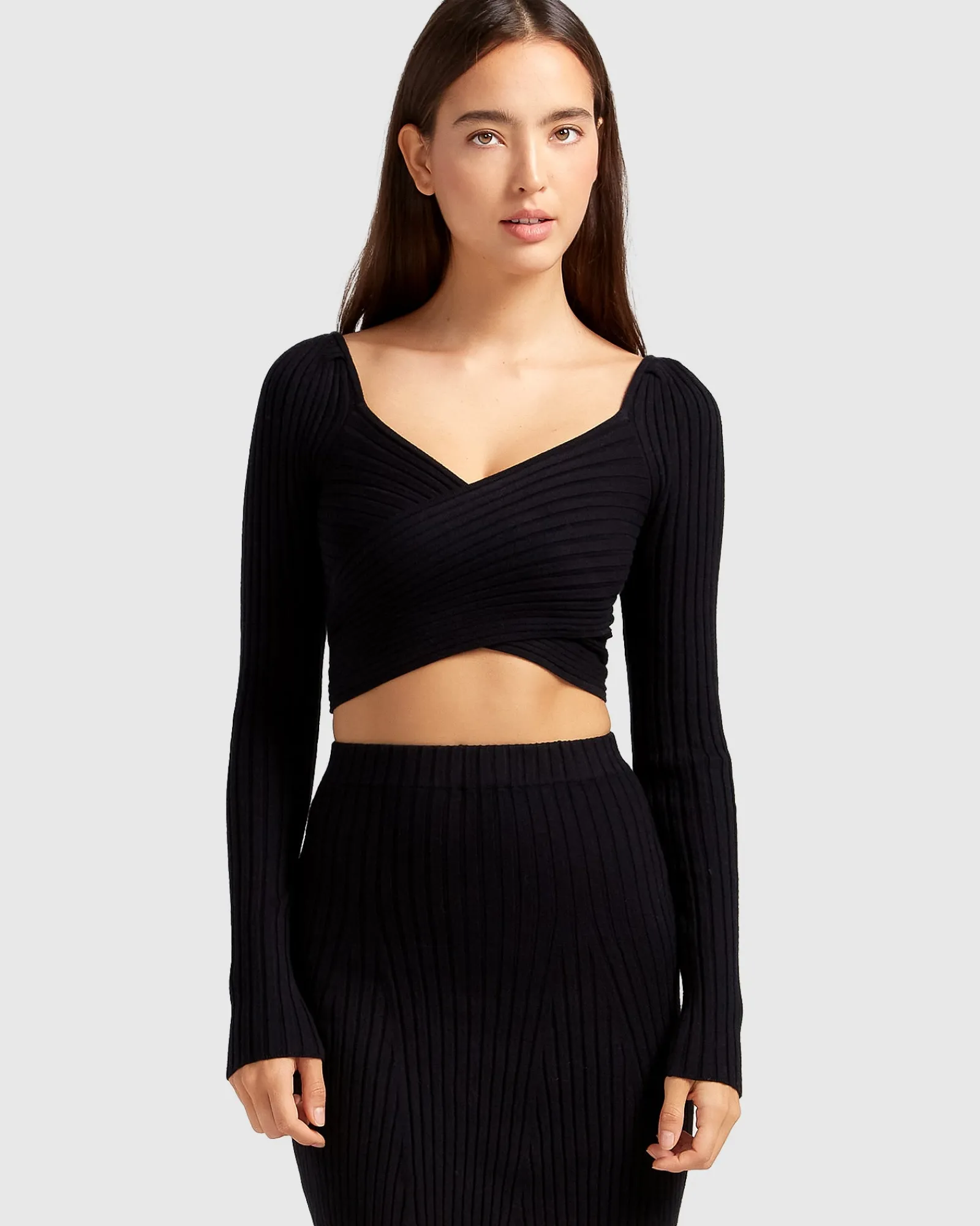 Fashion Belle & Bloom Forget Me Not Knit Crop - Black