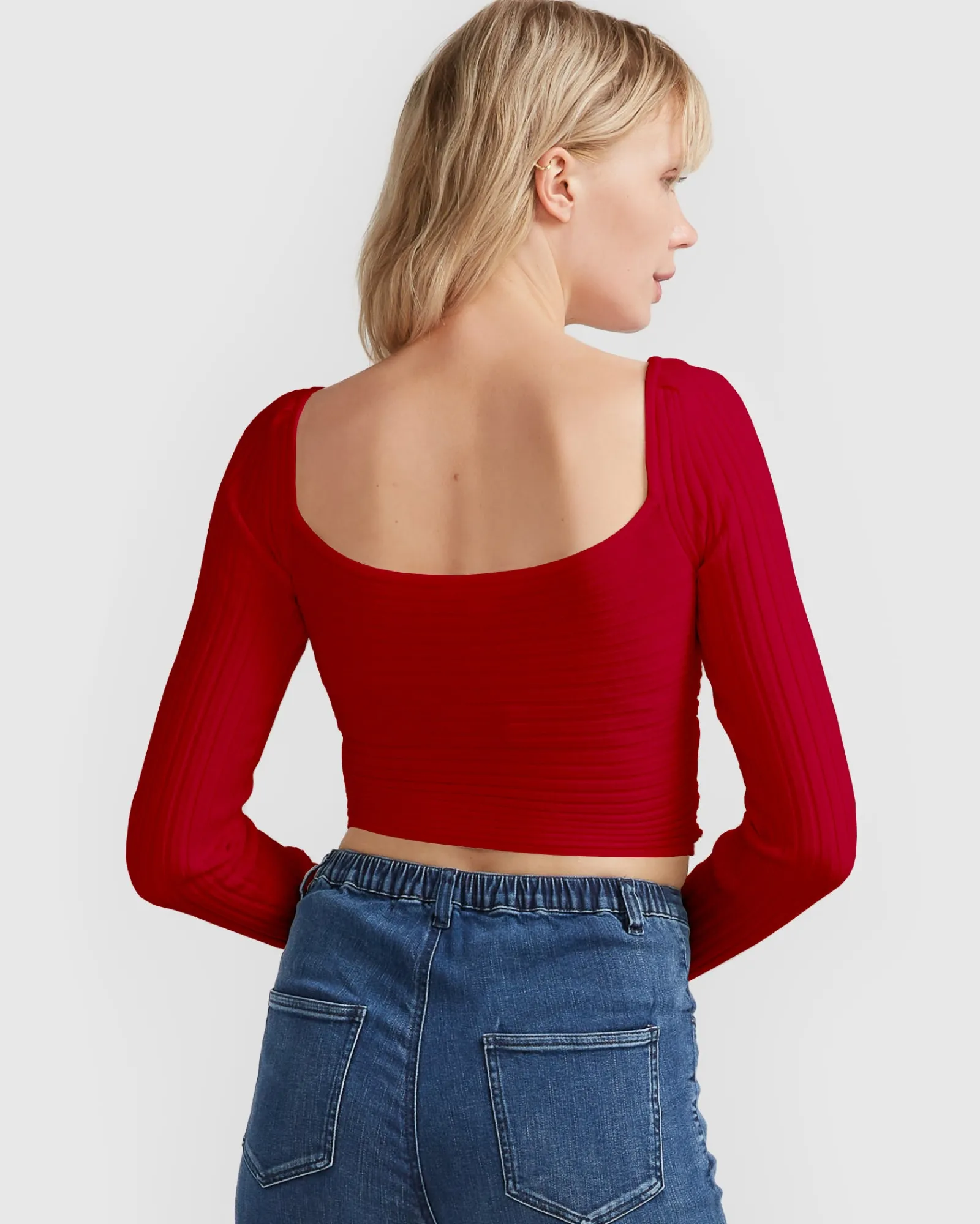 Online Belle & Bloom Forget Me Not Knit Crop - Red