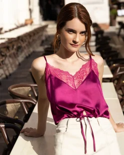 Online Belle & Bloom Friday Nights Lace Cami - Fuchsia