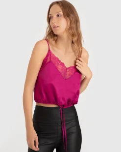 Online Belle & Bloom Friday Nights Lace Cami - Fuchsia
