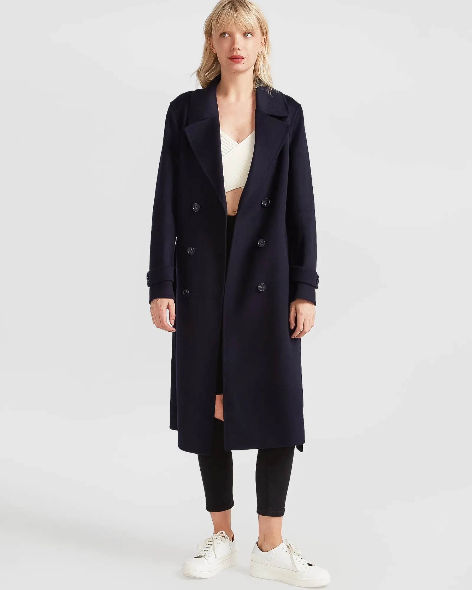 Fashion Belle & Bloom Front Runner Belted Coat - Navy