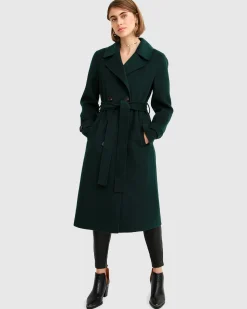 Clearance Belle & Bloom Front Runner Belted Coat - Dark Green DarkGreen