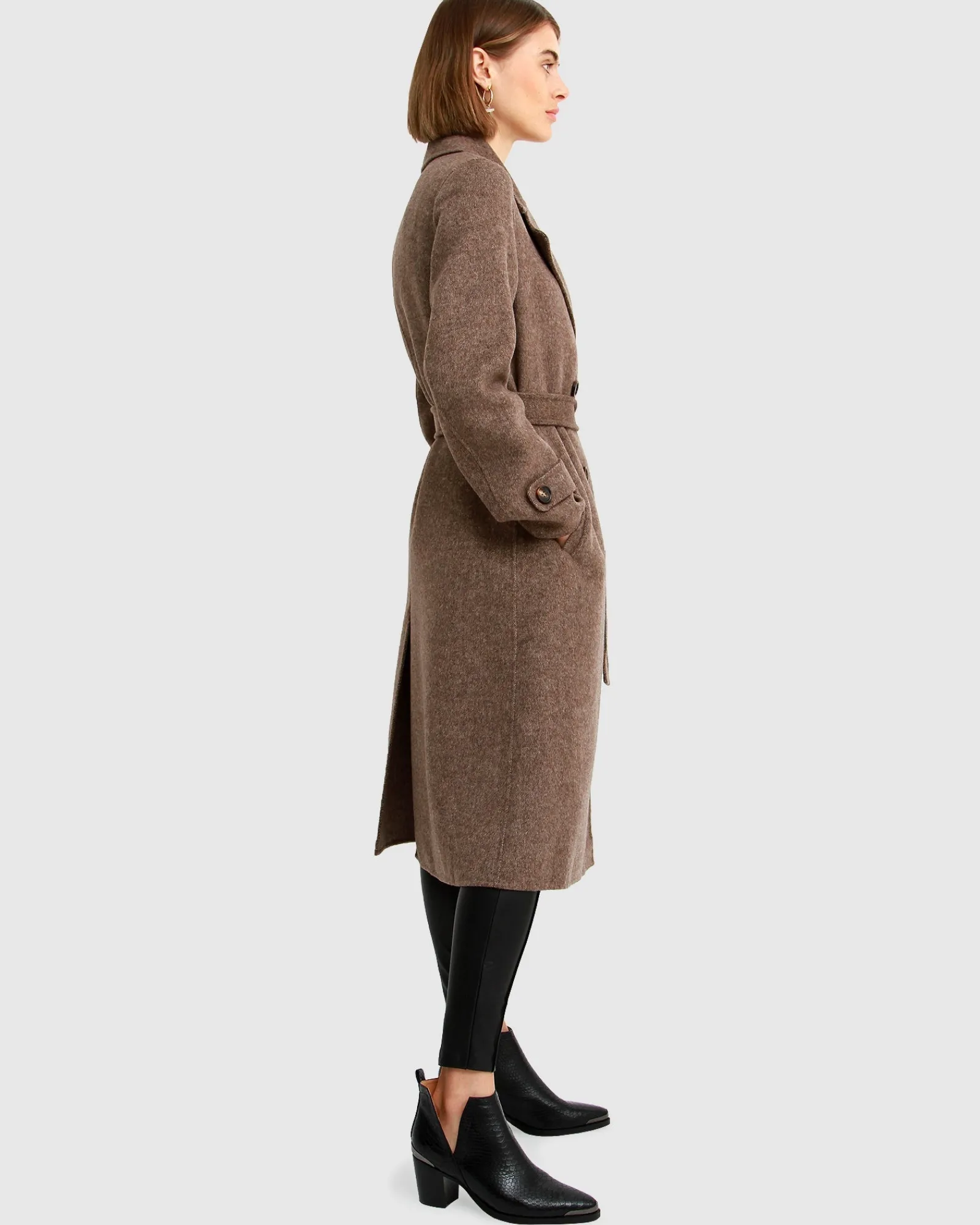 New Belle & Bloom Front Runner Belted Coat - Walnut