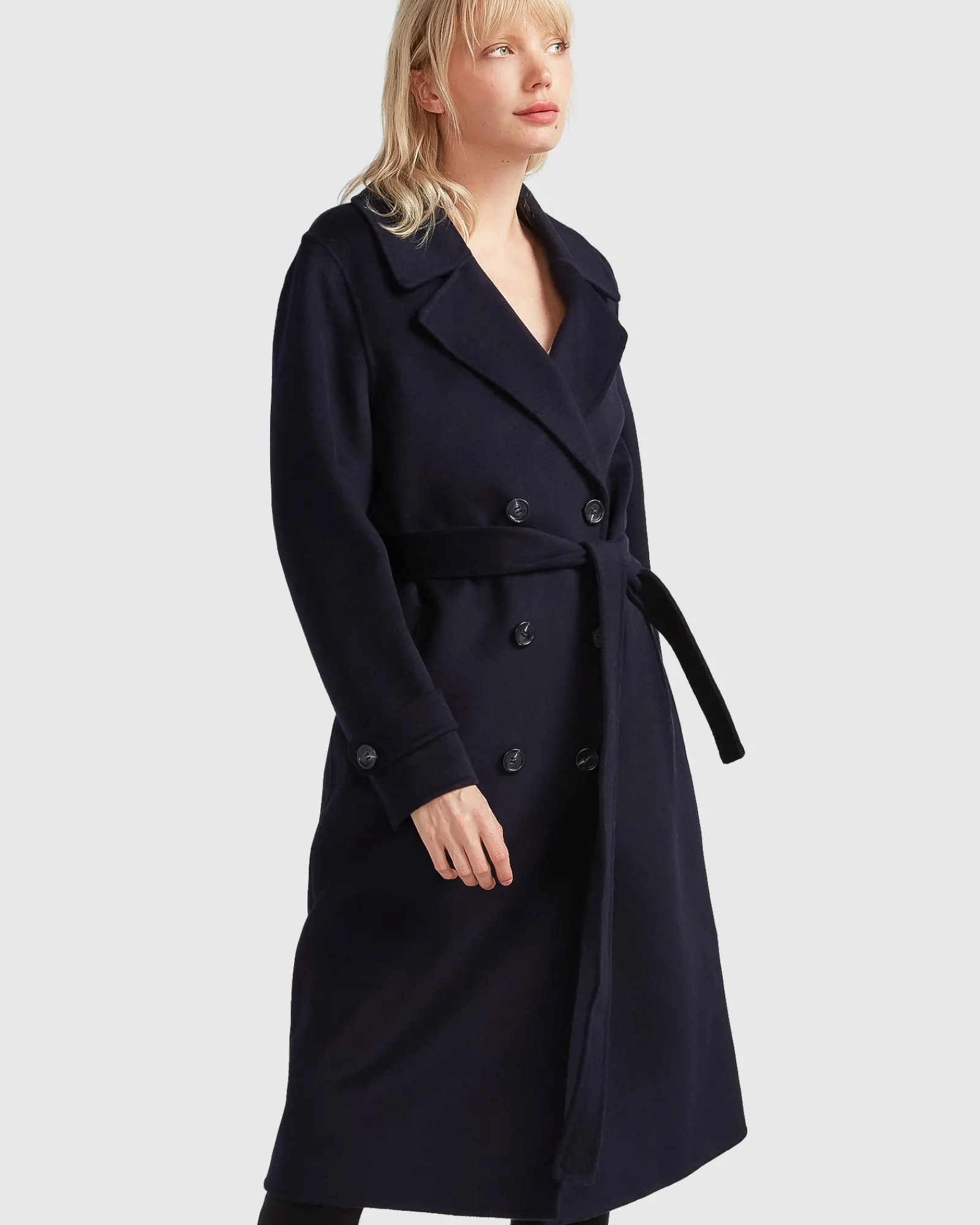 Fashion Belle & Bloom Front Runner Belted Coat - Navy