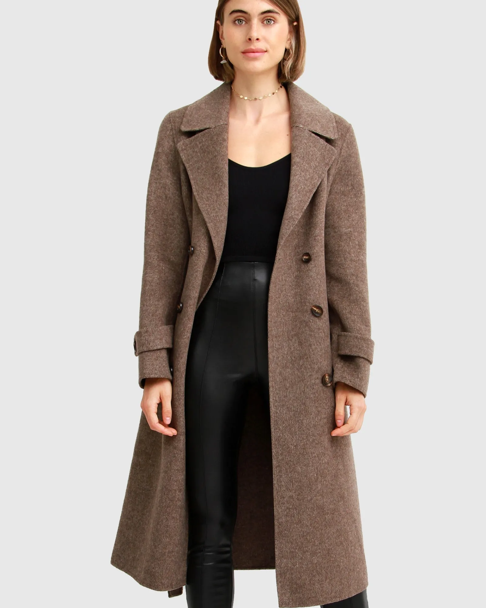 New Belle & Bloom Front Runner Belted Coat - Walnut