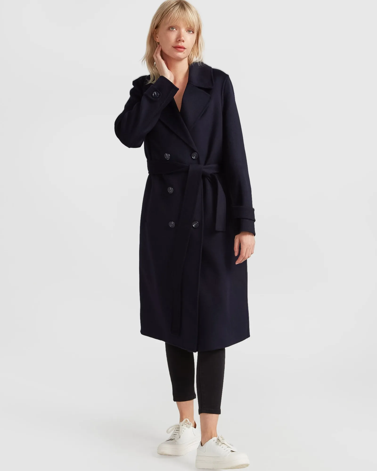 Fashion Belle & Bloom Front Runner Belted Coat - Navy